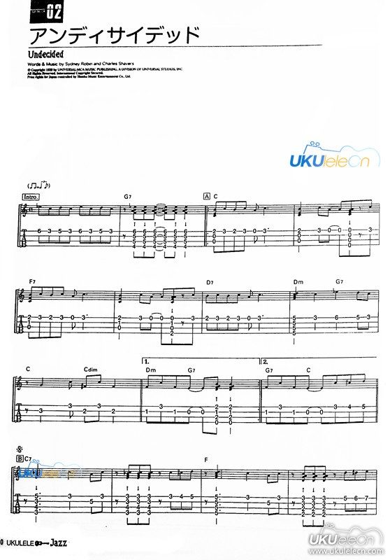undecided |ukulele指弹曲谱(小林克己)